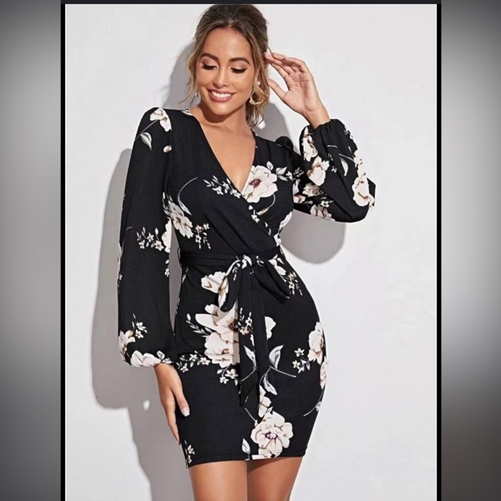 V neck floral dress